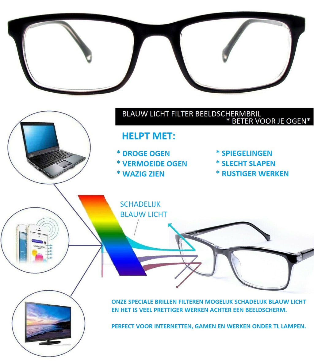 Computerbril Met Blauw Licht Filter  | Minder Hoofdpijn & Betere Slaap